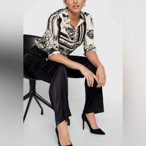 Vero Moda  Black/Cream Floral Print Dress Shirt Size M